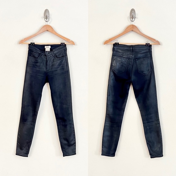 L’AGENCE Marguerite High Rise Skinny Jeans in Black Coated - Picture 3 of 8